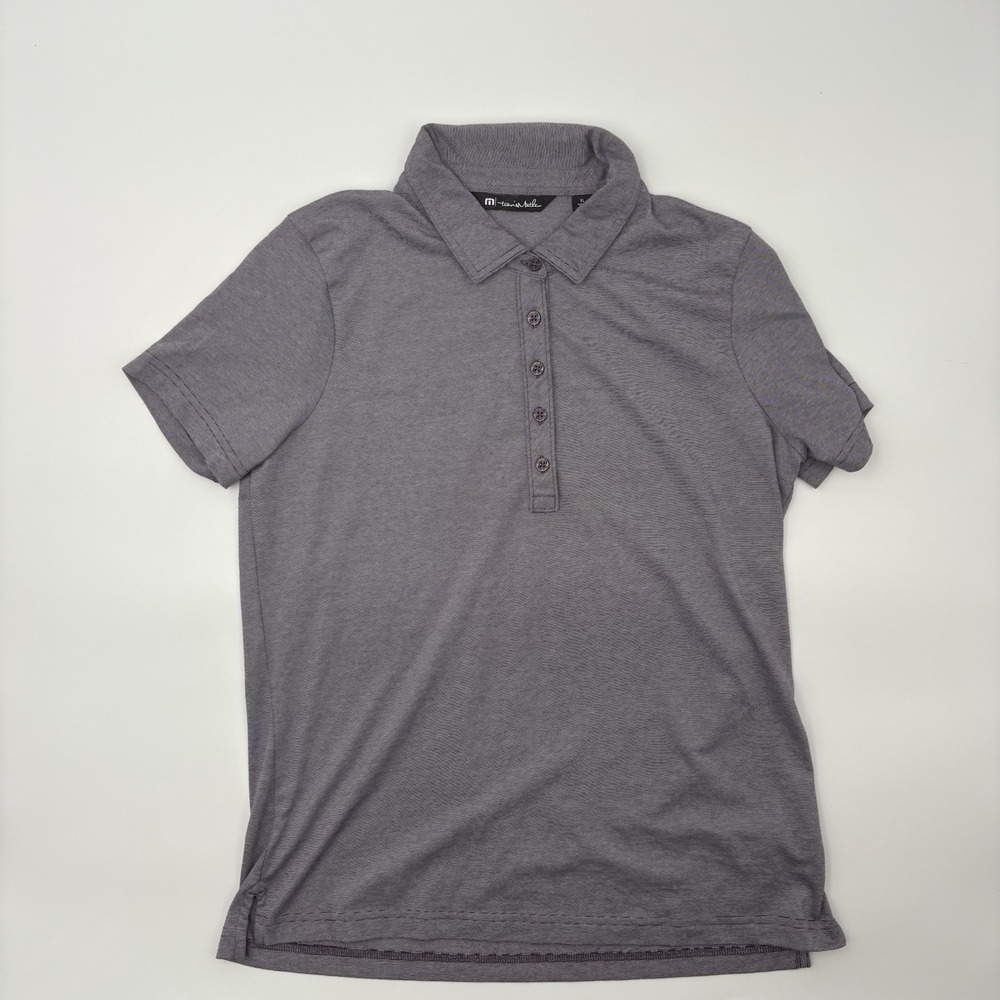 TravisMathew Polo Shirt Womens XL Purple Cotton Blend‎ Striped Short Sleeve Golf